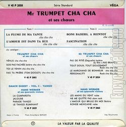 [Pochette de La plume de ma tante (Mr TRUMPET CHA CHA) - verso]