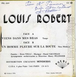 [Pochette de Viens dans mes bras (Louis ROBERT) - verso]