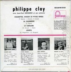 [Pochette de Cigarettes, whisky et p’tites ppes (Philippe CLAY) - verso]