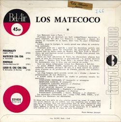 [Pochette de Personality (Los MATECOCO) - verso]