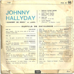 [Pochette de Depuis qu’ma mme (Johnny HALLYDAY) - verso]