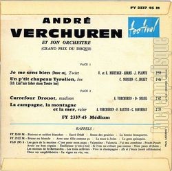 [Pochette de Un p’tit chapeau tyrolien (Andr VERCHUREN) - verso]