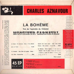 [Pochette de La bohme (Charles AZNAVOUR) - verso]