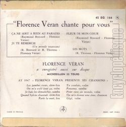 [Pochette de Florence Vran chante pour vous (Florence VRAN) - verso]