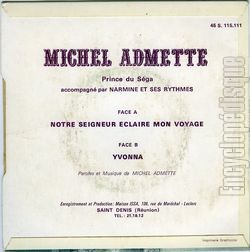 [Pochette de Notre seigneur claire mon voyage (Michel ADMETTE) - verso]