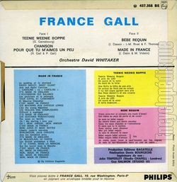 [Pochette de Bb requin (France GALL) - verso]