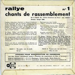 [Pochette de Rallye n1 - Chants de rassemblement (CHORALE DES PETITS CHANTEURS DE PARIS) - verso]