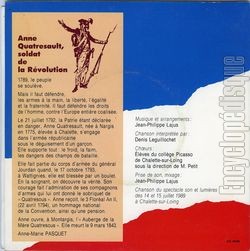 [Pochette de Anne Quatresault, soldat de la Rvolution - Chalette-sur-Loing 89 (THTRE / SPECTACLE) - verso]