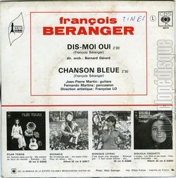 [Pochette de Dis-moi oui (Franois BRANGER) - verso]