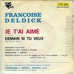 [Pochette de Je t’ai aim (Franoise DELDICK) - verso]