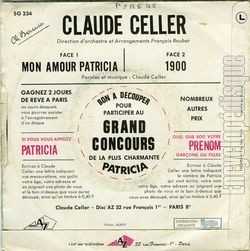 [Pochette de Mon amour Patricia (Claude CELLER) - verso]