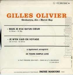 [Pochette de Mais je n’ai qu’un cœur (Gilles OLIVIER) - verso]