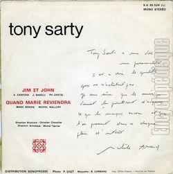 [Pochette de Jim et John (Tony SARTY) - verso]