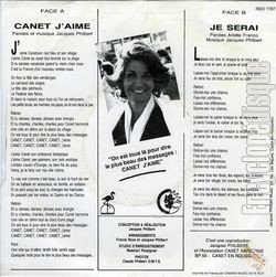 [Pochette de Canet j’aime (Jacques PHILBERT) - verso]