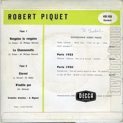 [Pochette de Rengaine ta rengaine (Robert PIQUET) - verso]