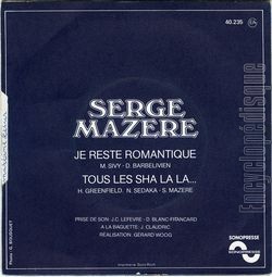 [Pochette de Je reste romantique (Serge MAZRE) - verso]