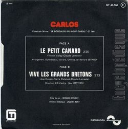 [Pochette de Le petit canard (CARLOS) - verso]