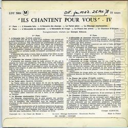 [Pochette de Ils chantent pour vous - IV - "Msange charbonnire" (DOCUMENT) - verso]