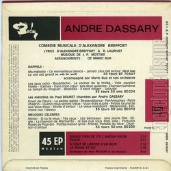 [Pochette de Saut aux prunes (Andr DASSARY) - verso]