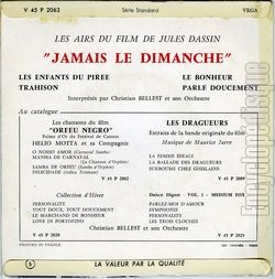 [Pochette de Jamais le dimanche (Christian BELLEST) - verso]