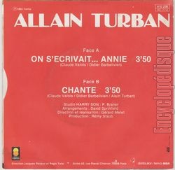 [Pochette de On s’crivait… Annie (Allain TURBAN) - verso]