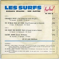 [Pochette de Chaque nuit (Les SURFS) - verso]