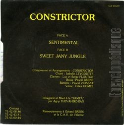 [Pochette de Sentimental (CONSTRICTOR) - verso]