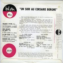 [Pochette de Un soir au Corsaire Borgne (COMPILATION) - verso]