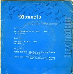 [Pochette de Manuela chante dith Piaf (MANUELA) - verso]