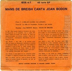 [Pochette de Mans de Breish canta Joan Bodon (Mans de BREISH) - verso]