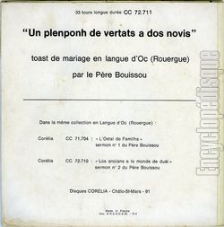 [Pochette de Un plenponh de Vertats a dos novis (Un toast du pre Bouissou) (Pre BOUISSOU) - verso]