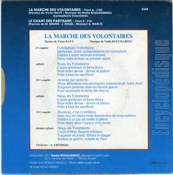 [Pochette de La marche des volontaires (NADIA (2)) - verso]