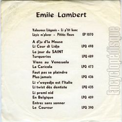 [Pochette de Chanson sur une note (mile LAMBERT) - verso]