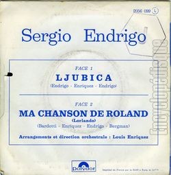 [Pochette de ENDRIGO -  Ma chanson de Roland  (Les FRANCOPHILES) - verso]