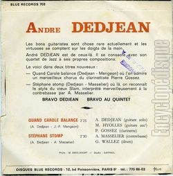 [Pochette de Quand Carole balance (Andr DEDJEAN) - verso]