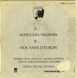 [Pochette de Masculin / fminin (OCTOBRE) - verso]