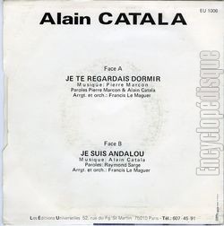 [Pochette de Je te regardais dormir (Alain CATALA) - verso]