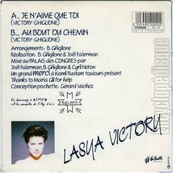 [Pochette de Je n’aime que toi (Lasya VICTORY) - verso]