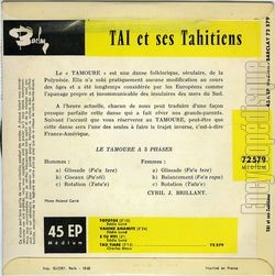 [Pochette de Tamour (TAI ET SES TAHITIENS) - verso]