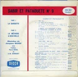 [Pochette de La gargotte - n9 - (SABIR et PATAOUETE) - verso]