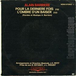 [Pochette de Pour la dernire fois (Alain BARRIRE) - verso]