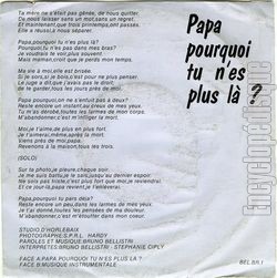 [Pochette de Papa, pourquoi tu n’es plus l ? (BRUNO ET STPHANIE) - verso]