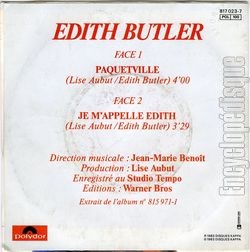 [Pochette de Paquetville (dith BUTLER) - verso]