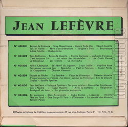 [Pochette de Cielo del flores (Jean LEFVRE) - verso]