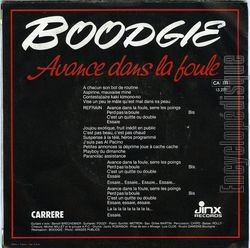 [Pochette de Avance dans la foule (BOODGIE) - verso]