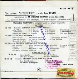 [Pochette de Chante Lo Ferr (Germaine MONTERO) - verso]