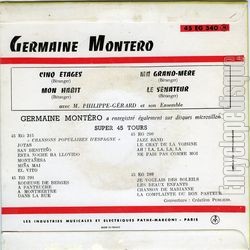 [Pochette de Germaine Montro chante Branger (Germaine MONTERO) - verso]