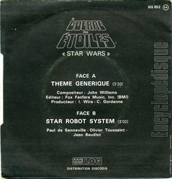 [Pochette de La guerre des toiles "Star wars" disco (BANG BANG ROBOT) - verso]