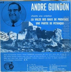 [Pochette de Andr Guindon chante une cration (Andr GUINDON) - verso]