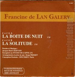 [Pochette de La boite de nuit (Francine de LAN GALERY) - verso]